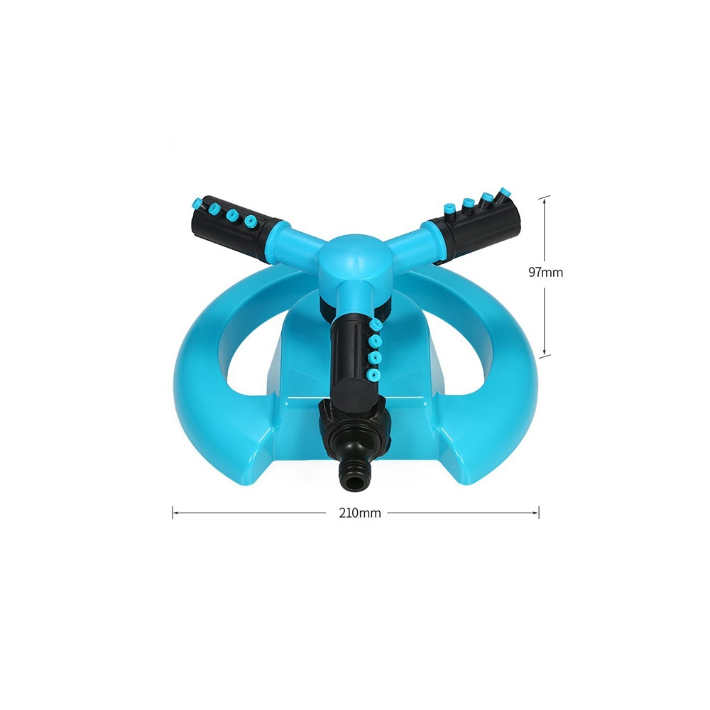360° Drehbarer 3-Arm Rasensprinkler Garten Rasensprenger mit 12 Sprühdüsen - Blau