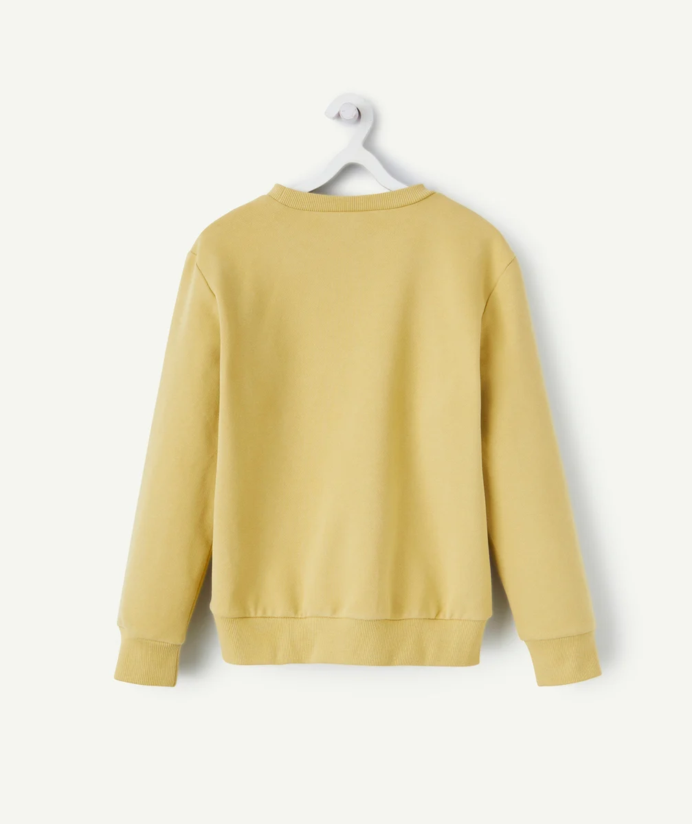 sweat manches longues garçon en coton bio jaune thème rocky lake