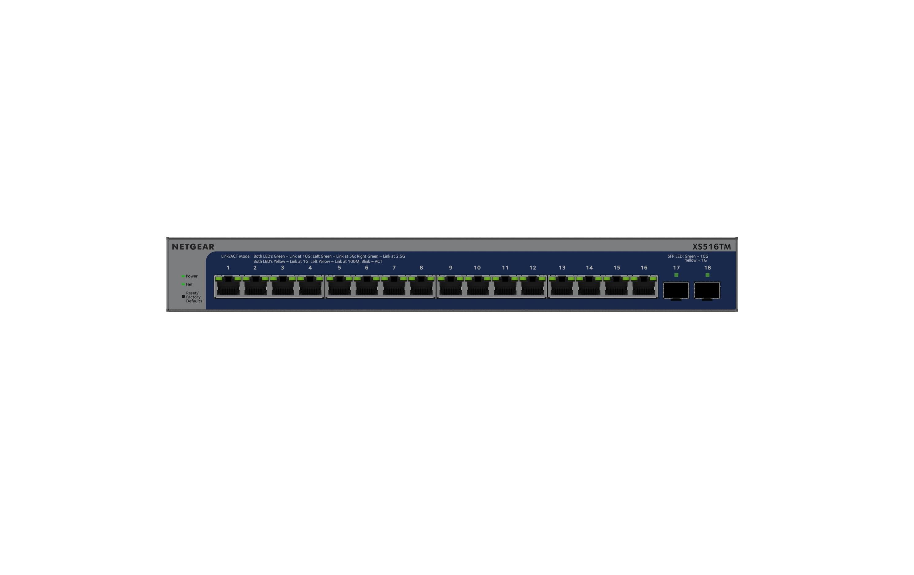 Switch XS516TM-100EUS 16 Port<br>16-Port 10G/Multi-Gigabit Ethernet Smart Switch mit 2 10G SFP+ Ports