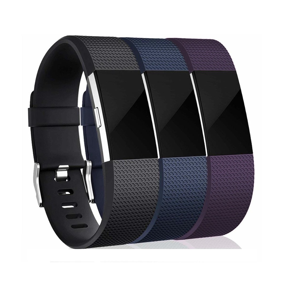 Klokkerem til Fitbit Charge 2, 3-pakning (S) Svart/blå/lilla