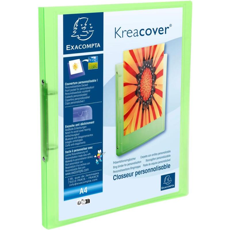 Classeur 2 anneaux plastifié Exacompta Kreacover® personnalisable A4 - Dos 2 cm couleurs assorties