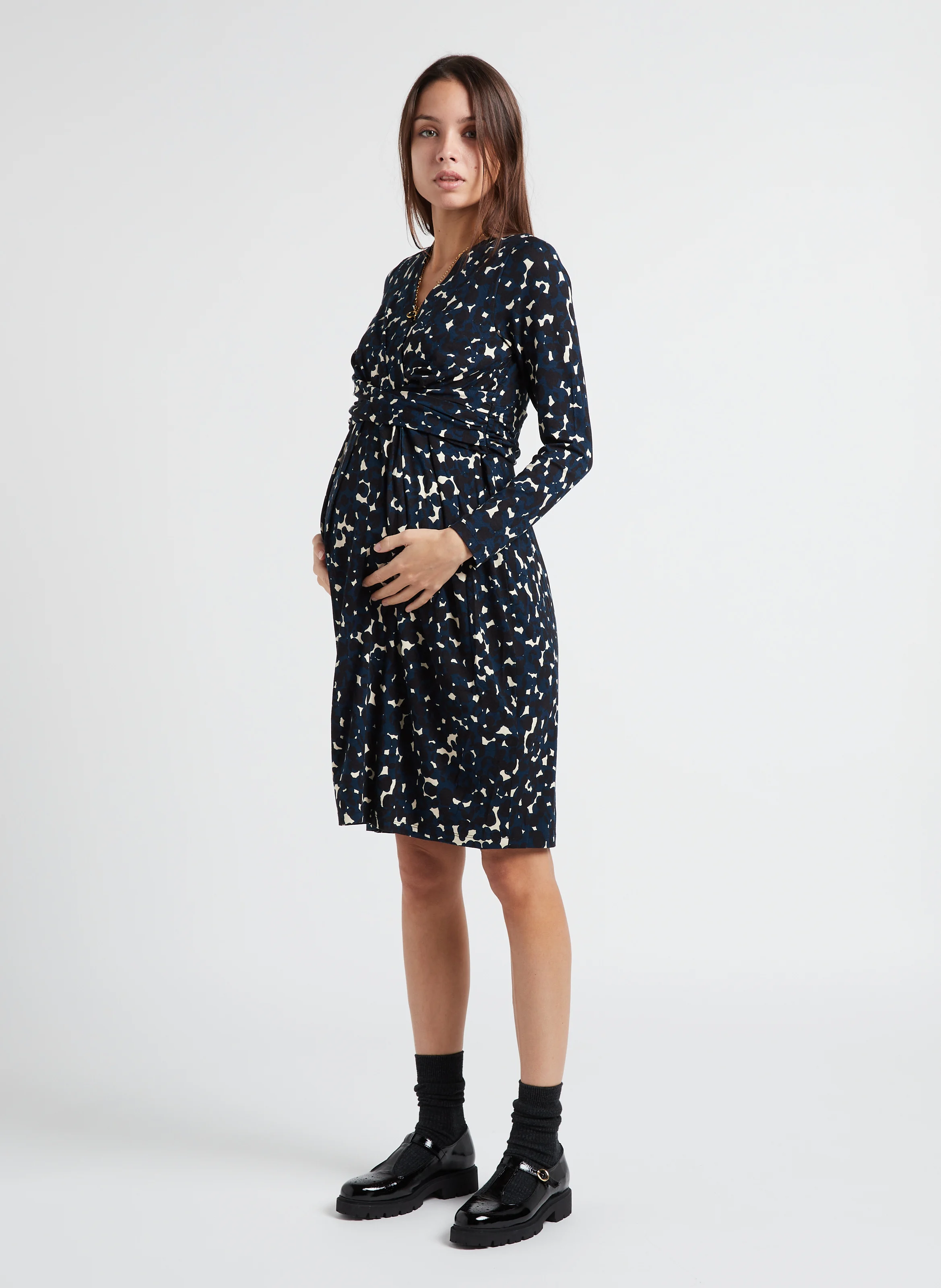 ELAINE - Robe grossesse et allaitement en jersey imprimé | Multicolore