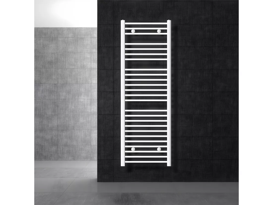 Radiateur sèche-serviette forme courbé acier blanc connexion latérale 50x150 cm