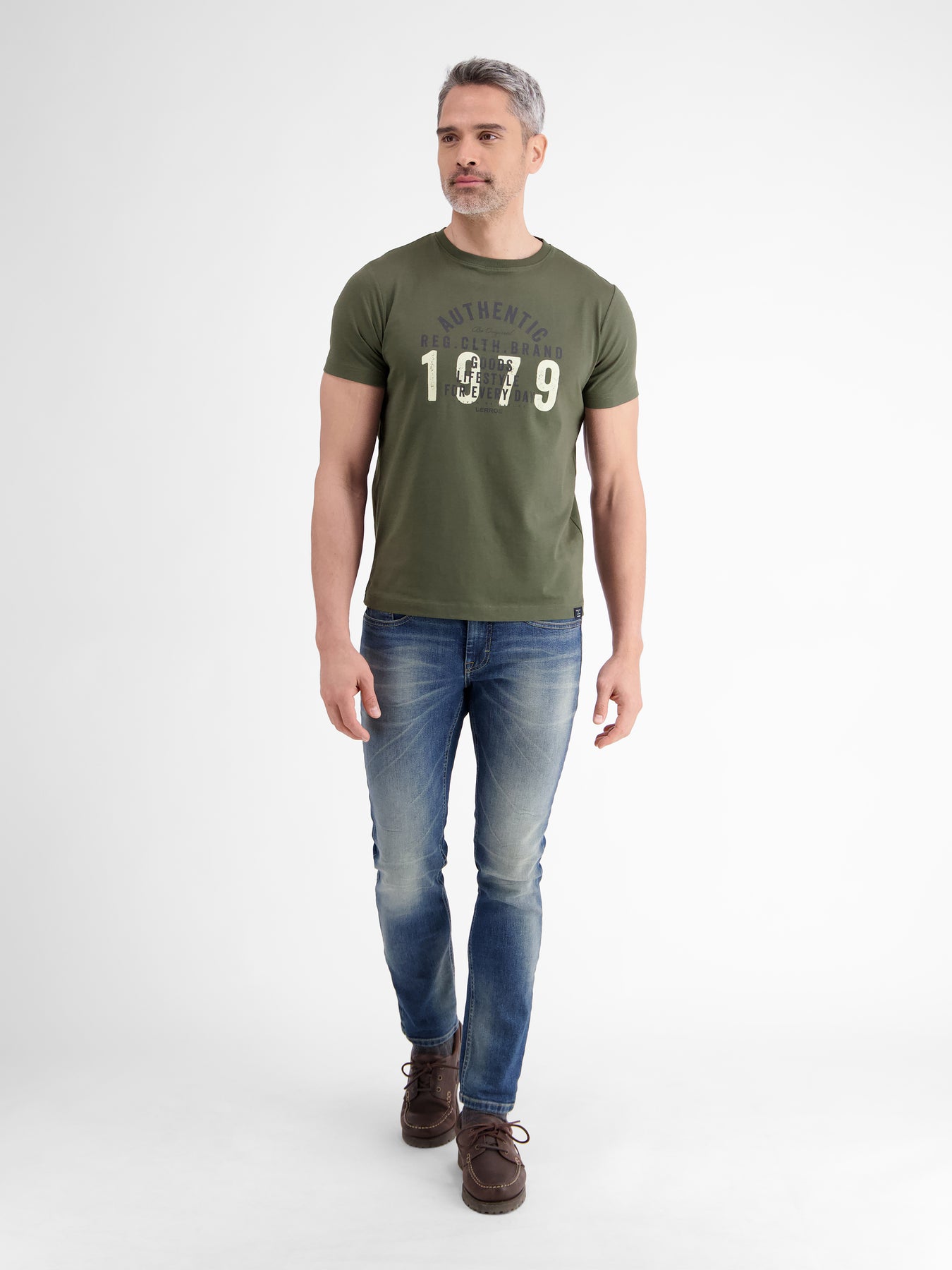 Unifarbenes T-Shirt mit Print