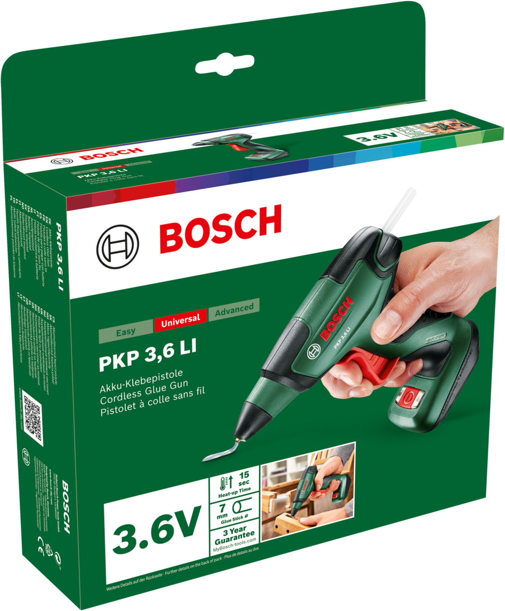 Bosch Home & Garden  Heißklebepistole PKP 3,6 LI, 3,6V    Kabellose, schnell aufheizbare Klebepistole