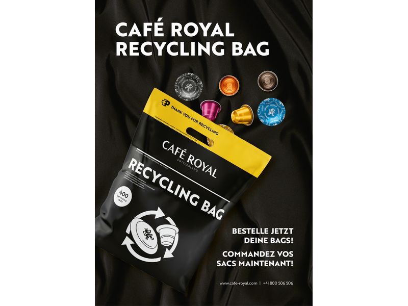 Café Royal Recyclingbeutel 1 Stück Behälter für die Wiederverwertung von Aluminiumkapseln und Pads
