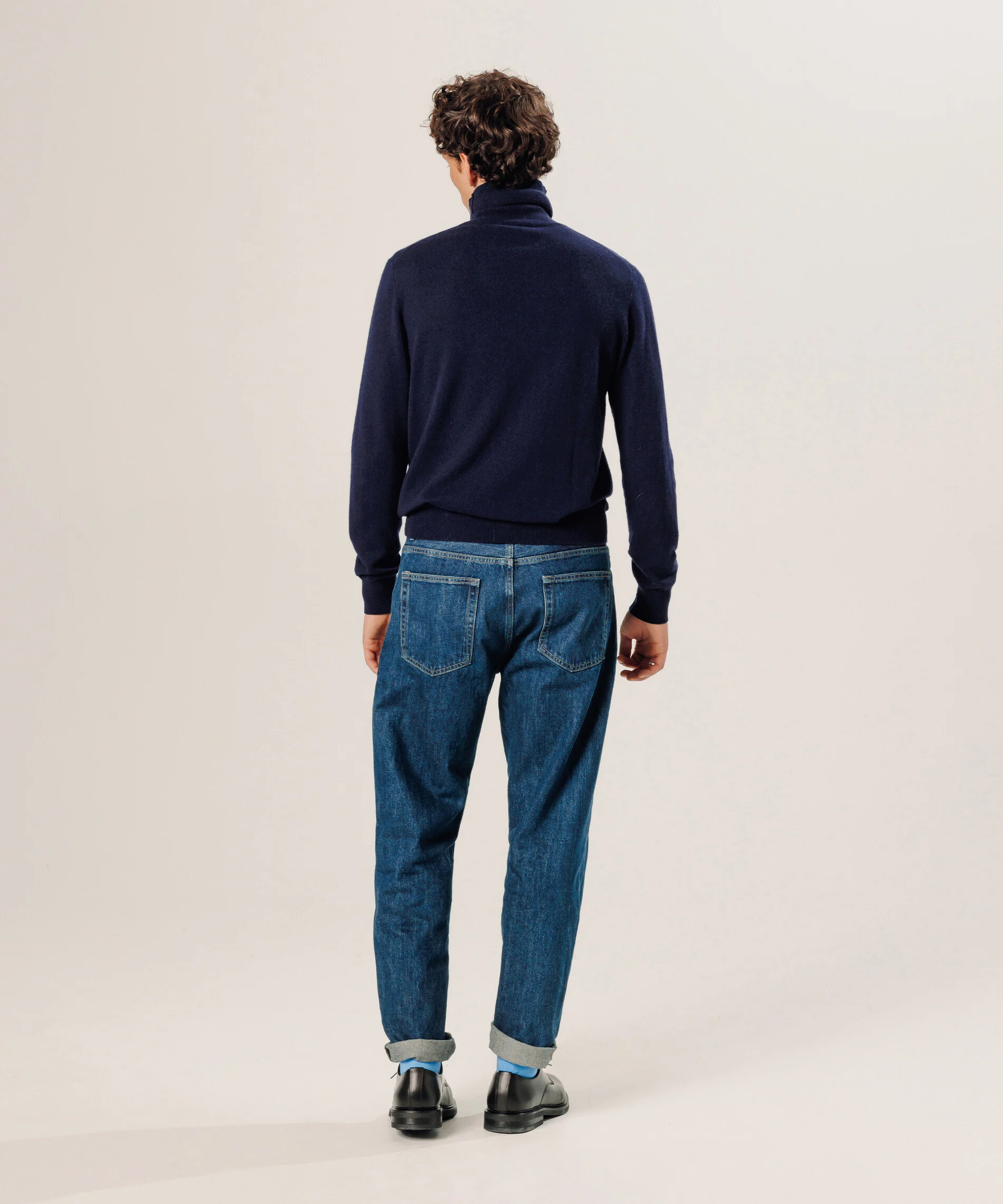 Pull col roulé en cachemire | Bleu