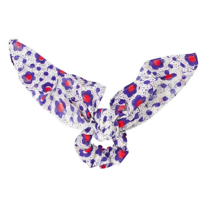 Bonton Chouchou Nœud Fleuri | Bleu