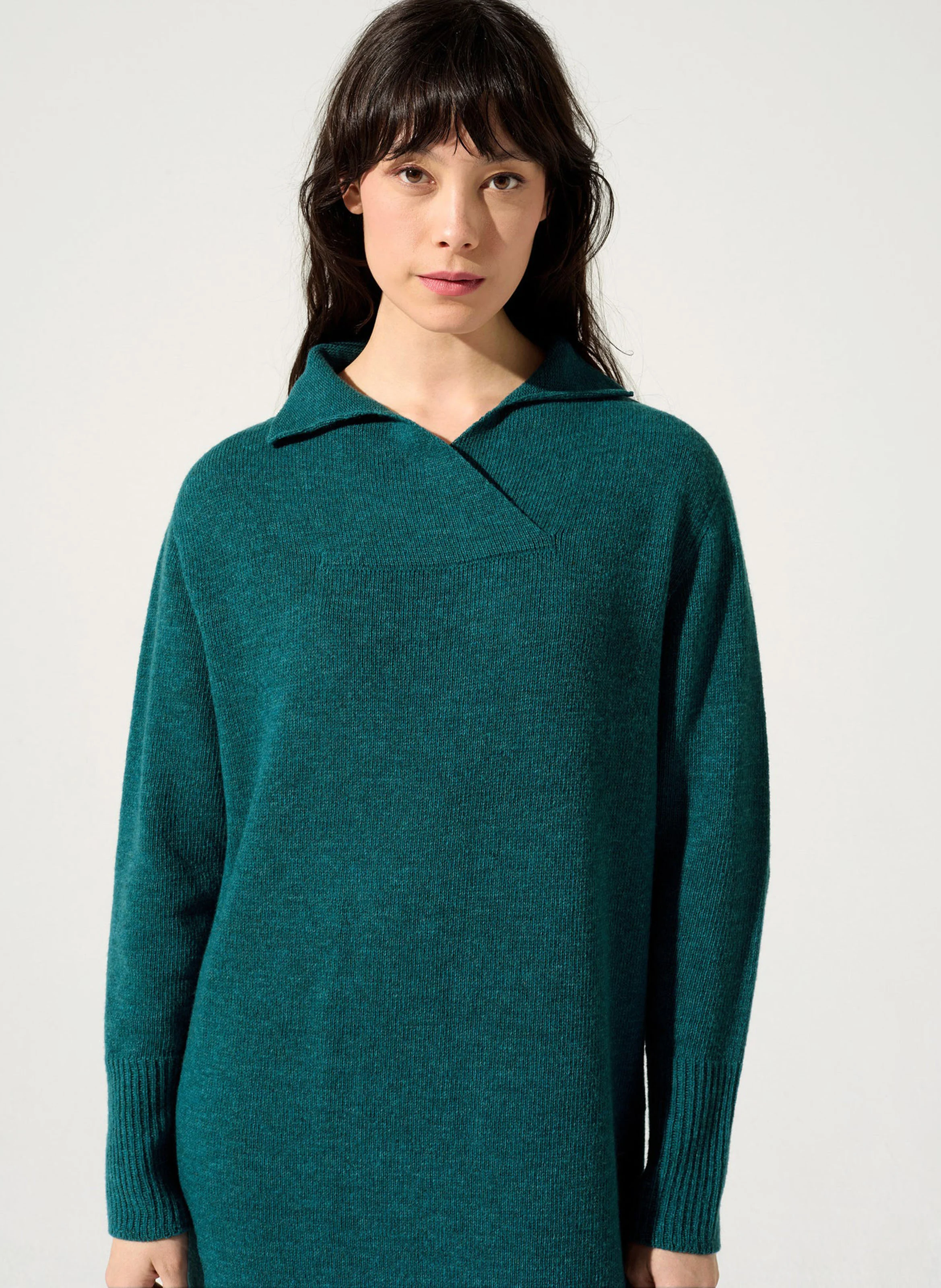 PERHAN - Robe pull ample en laine mélangée | Rouge
