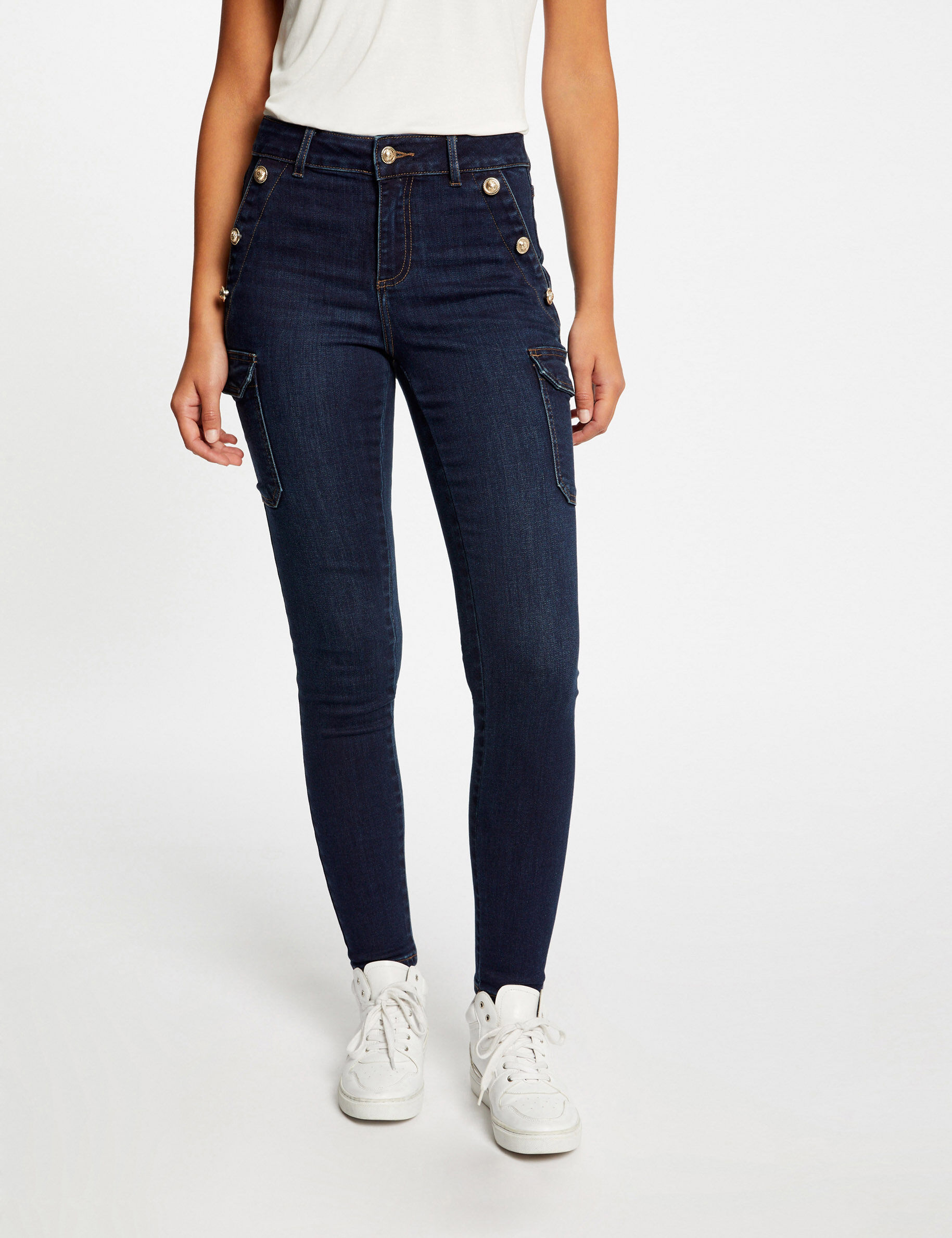 Jeans cargo skinny à ponts jean brut femme - jean_brut