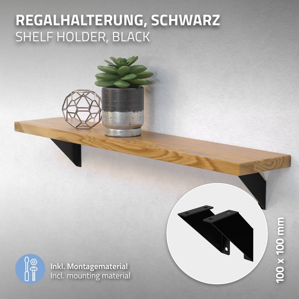 ML-Design 2-delige plankdragerset, 10 cm, zwart, metaal, driehoekige plankdragers, zwevende plankhoeken, wandmontage, 90° wandmontage, plankdrager, wandplank, wandconsole, hangende plank, plankdrager
