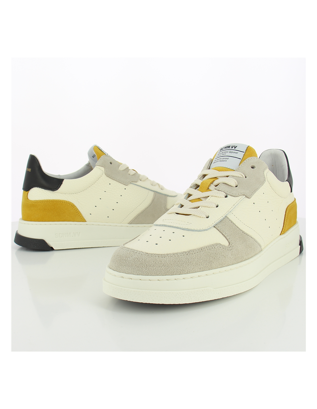 schmoove Baskets de ville homme order sneaker blanc/gris/jaune/noir