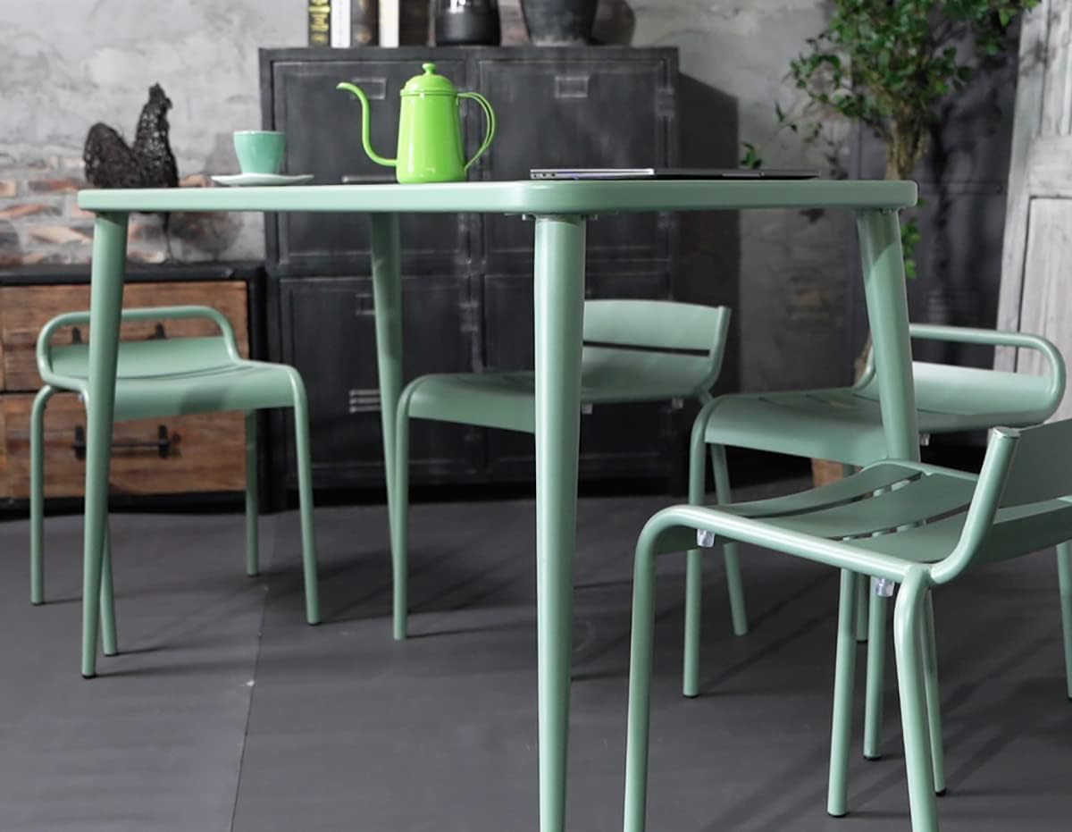 Moderner Gartentisch, 120x60x76 cm, Metall-Esstisch für 4-6 Personen, Indoor & Outdoor, Balkon, Terrasse