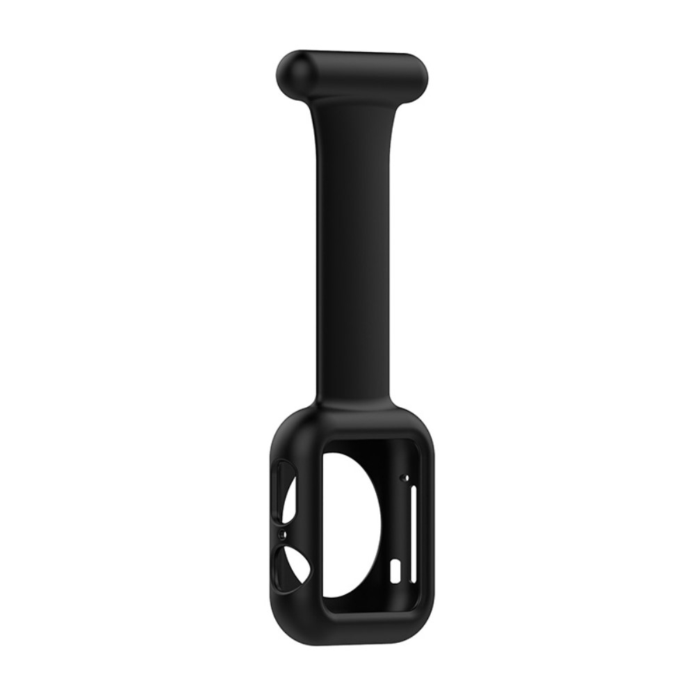 Apple Watch (49/46/45/44 mm) Silikon Uhren Schutzhülle Ansteck Halterung mit Sicherheitsnadel - Schwarz