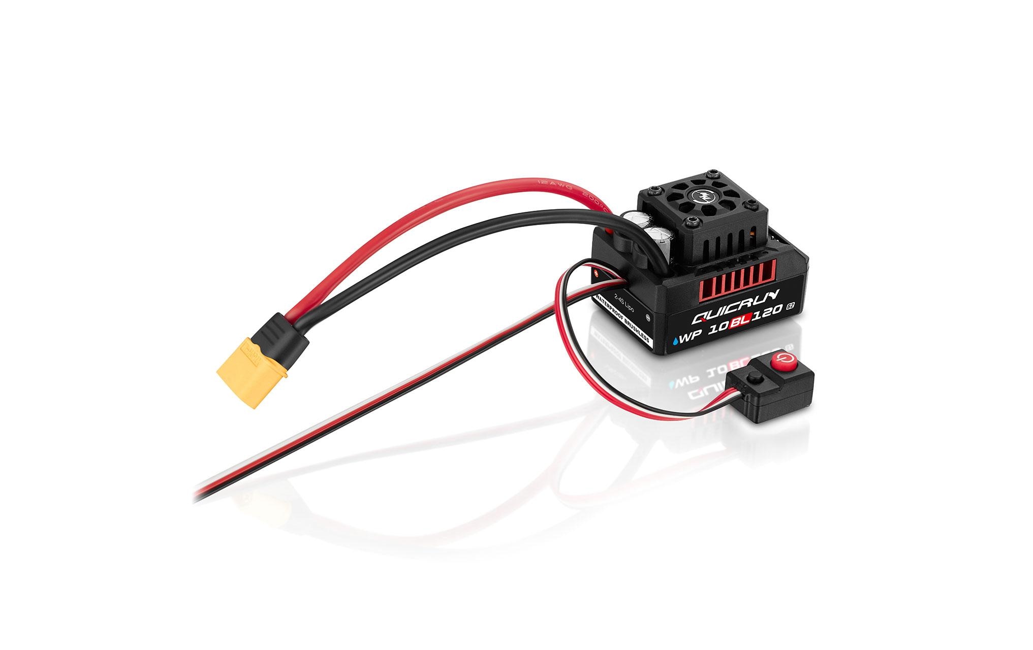 Brushless Regler QuicRun WP10BL120 G2 120A, 2-4SWasserdichter Brushless Sensorless ESC für RC-Fahrzeuge im Massstab 1:10