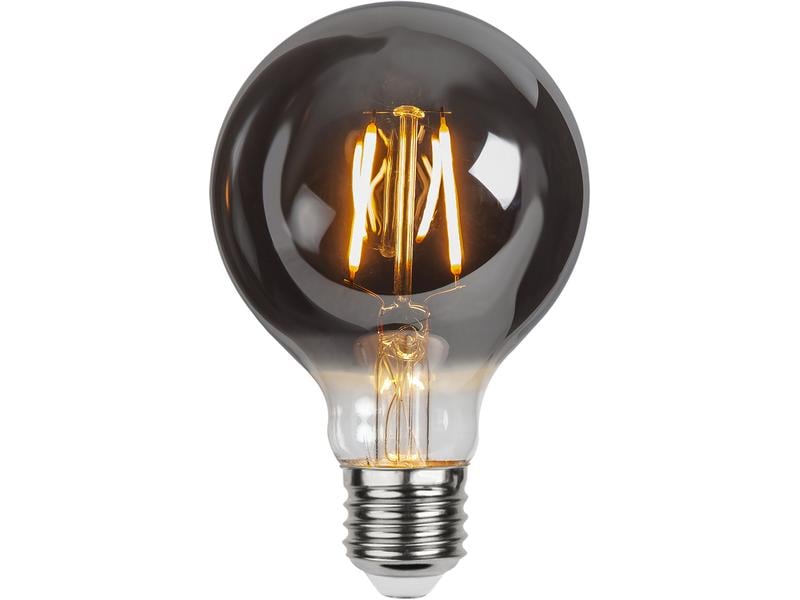 Star Trading Lampe Plain Smoke G80 1.8 W (15 W) E27 Warmwei Filamentleuchtmittel in Globeform mit geschwärztem Glas