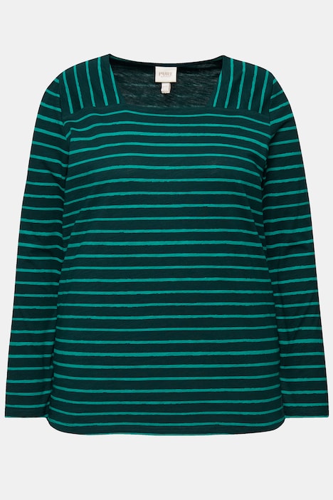 Shirt, Ringel, Carree-Ausschnitt, Langarm, Biobaumwolle