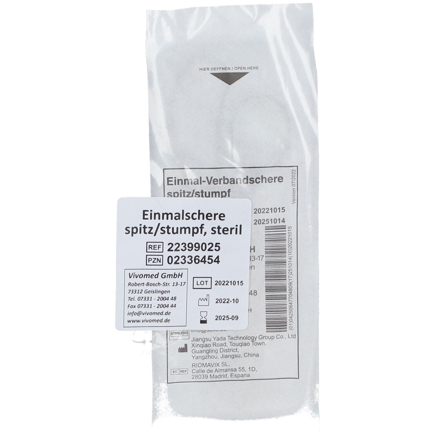 Einmal Verbandschere spitz/stumpf steril