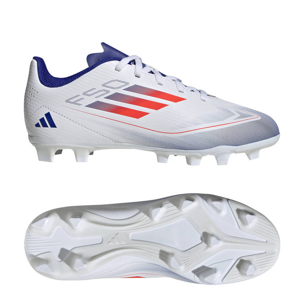 adidas F50 Clubjunior voetbalschoenen wit/rood/kobaltblauw