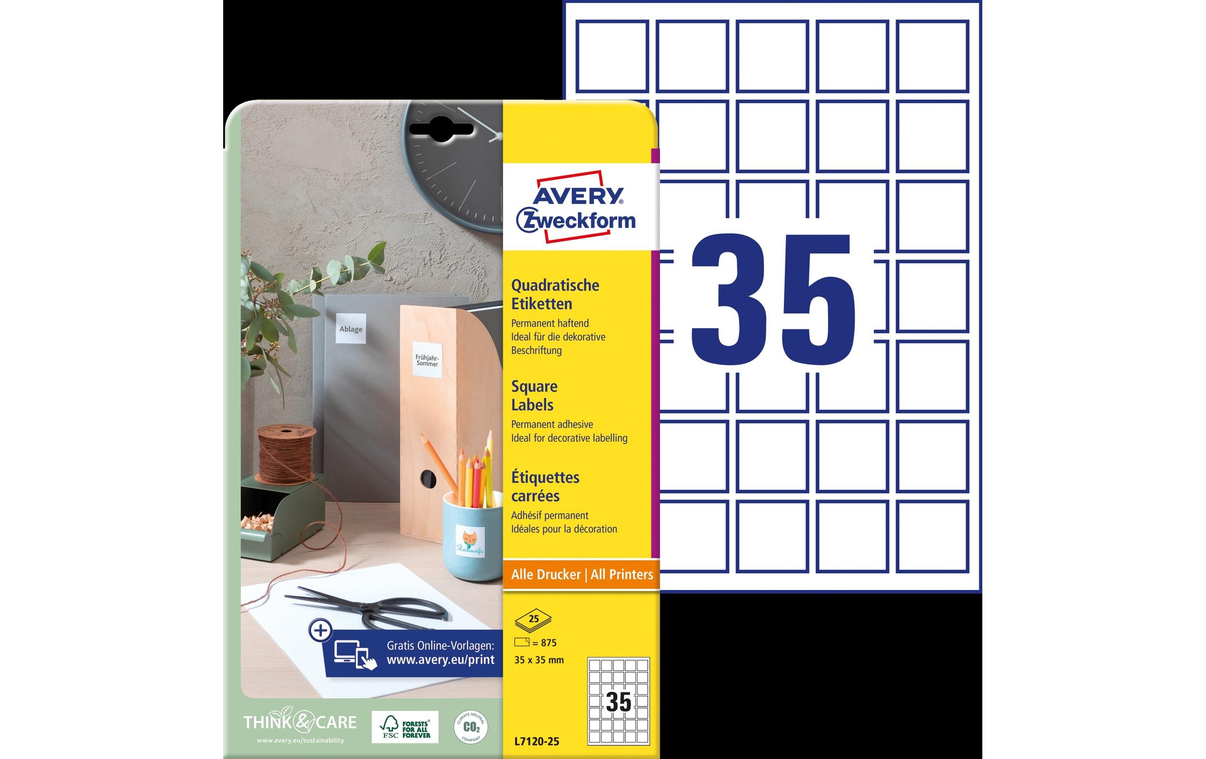 QR Code Etiketten 35 x 35 mm, Weiss, 875 StückUniverselle QR Code Etiketten für alle Drückerarten