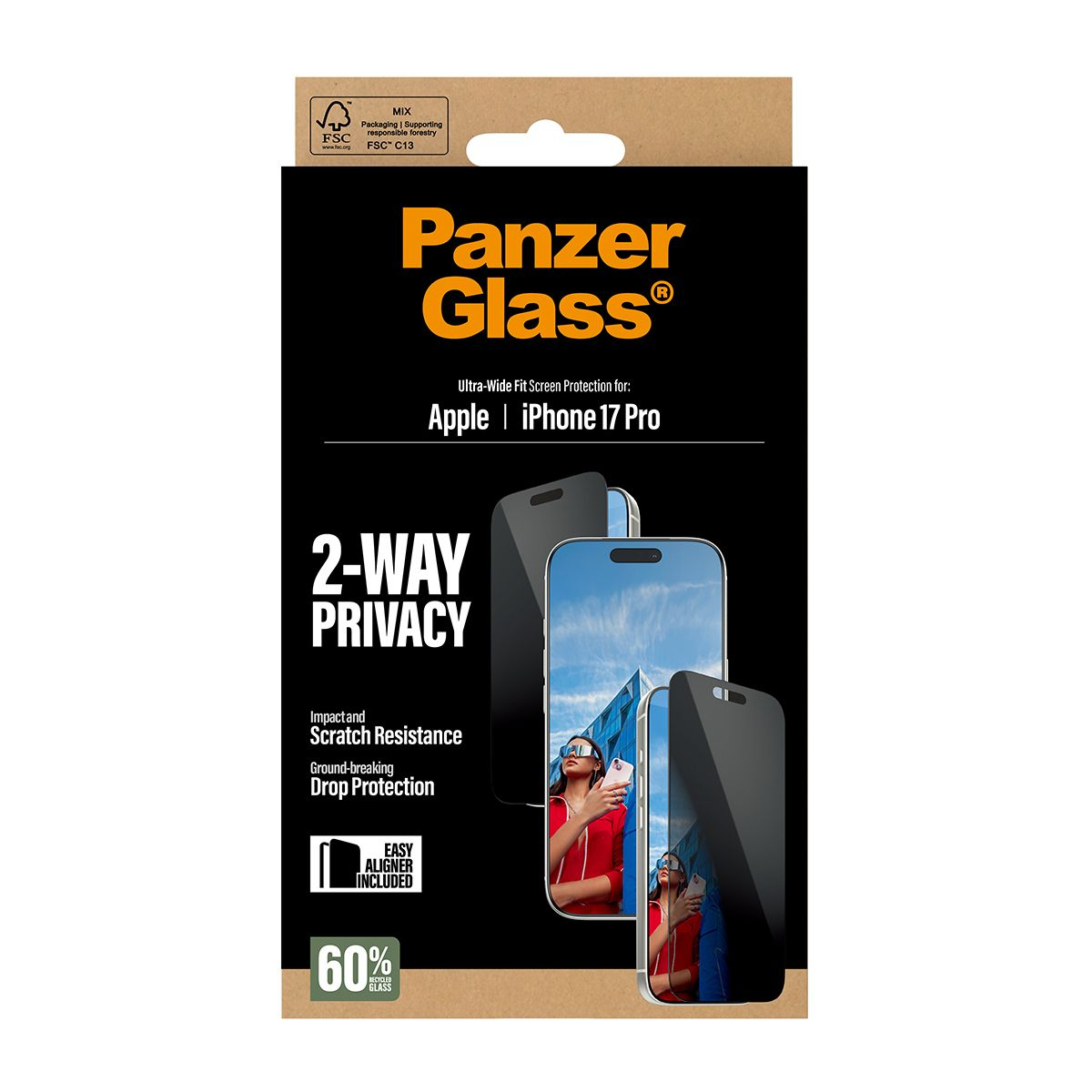 iPhone 17 Pro Ultra Wide Fit EasyAligner Privacy Panzer Glas (PG25586)