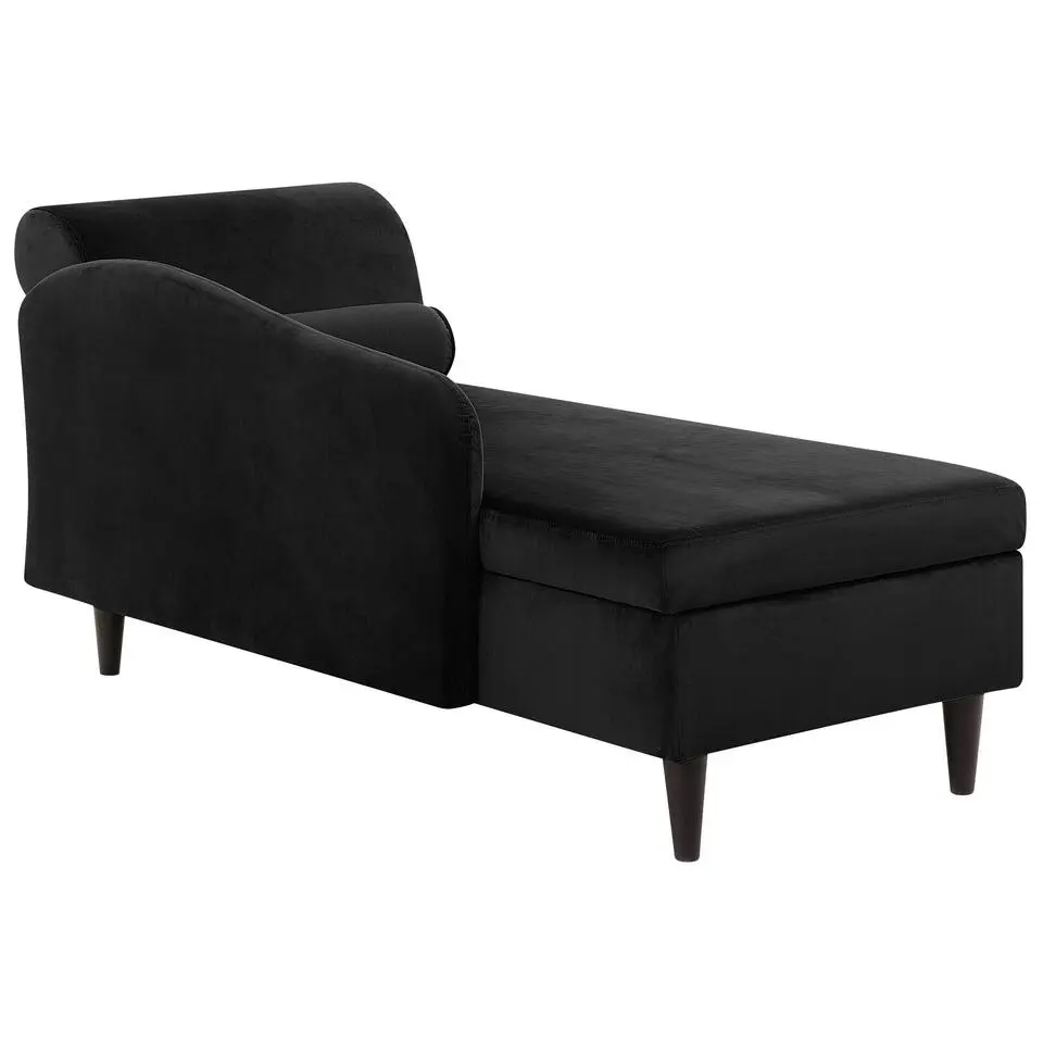 LUIRO - Chaise longue - Zwart - Rechterzijde - Fluweel