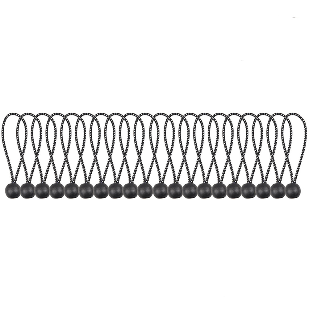 (10er Set) 135mm Elastische Outdoor Zelt Spanngurte Planen Spannseil mit Ball Befestigung - Schwarz