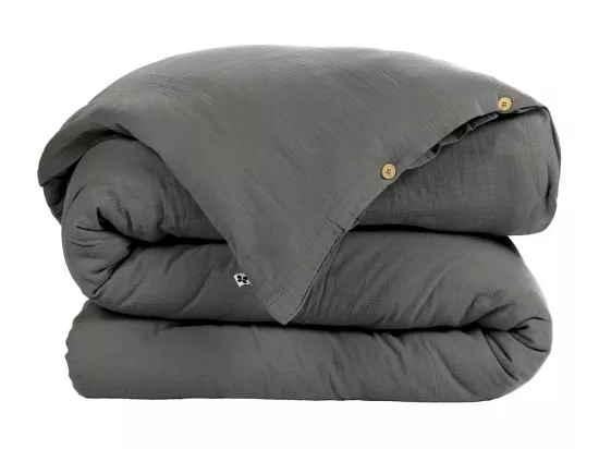 OUREA - Housse de Couette 240x220cm Gaze de Coton Granit