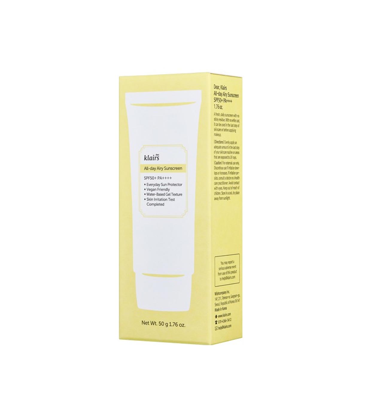 Klairs - Creme solar facial All-day Airy Sunscreen SPF50+ PA++++