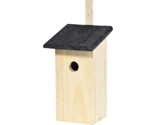 DOBAR Green Label houten nestkast, geschikt voor holbroedende vogels, antraciet dak, FSC-gecertificeerd grenenhout, ca. 17x18x40 cm, invlieggat ca. 32 mm
