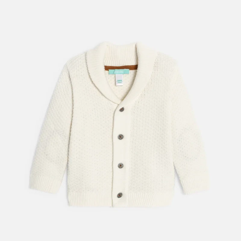 Gilet tricot boutonné blanc bébé garçon Blanc