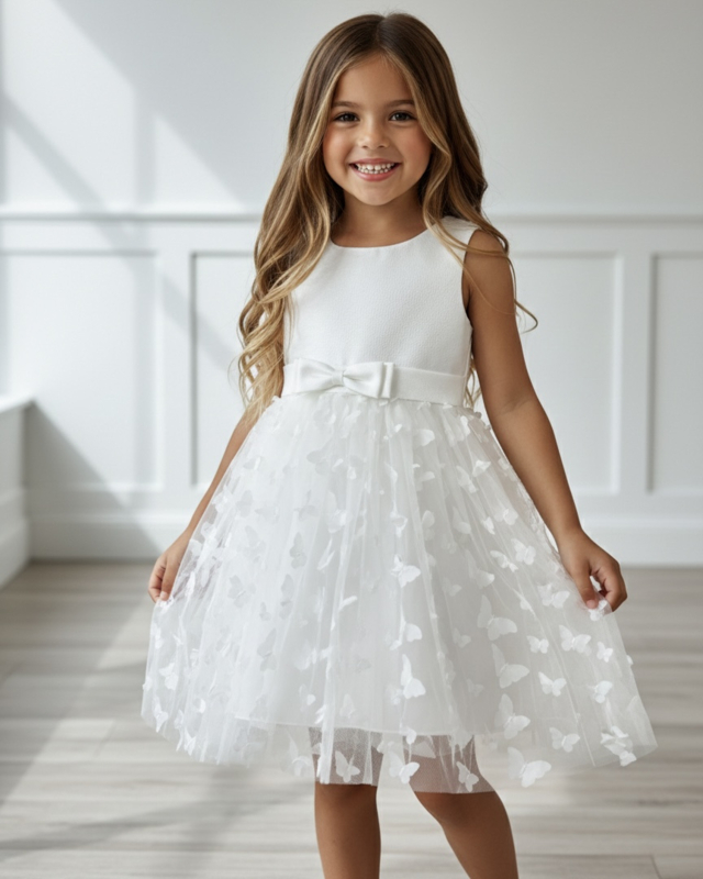 Butterfly Bow Tule Dress - wit (verzenddatum 27 feb)