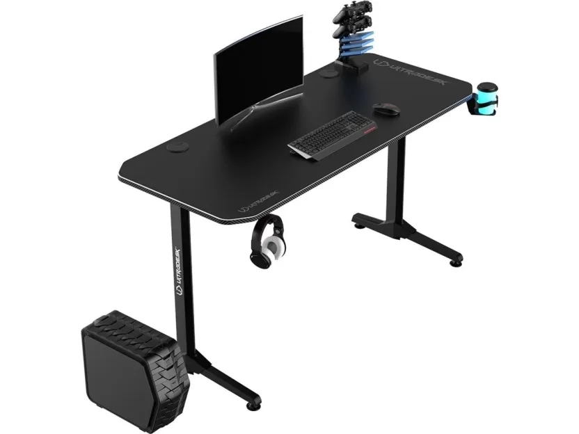 Ultradesk Frag Gaming Desk, sort med sort måtte