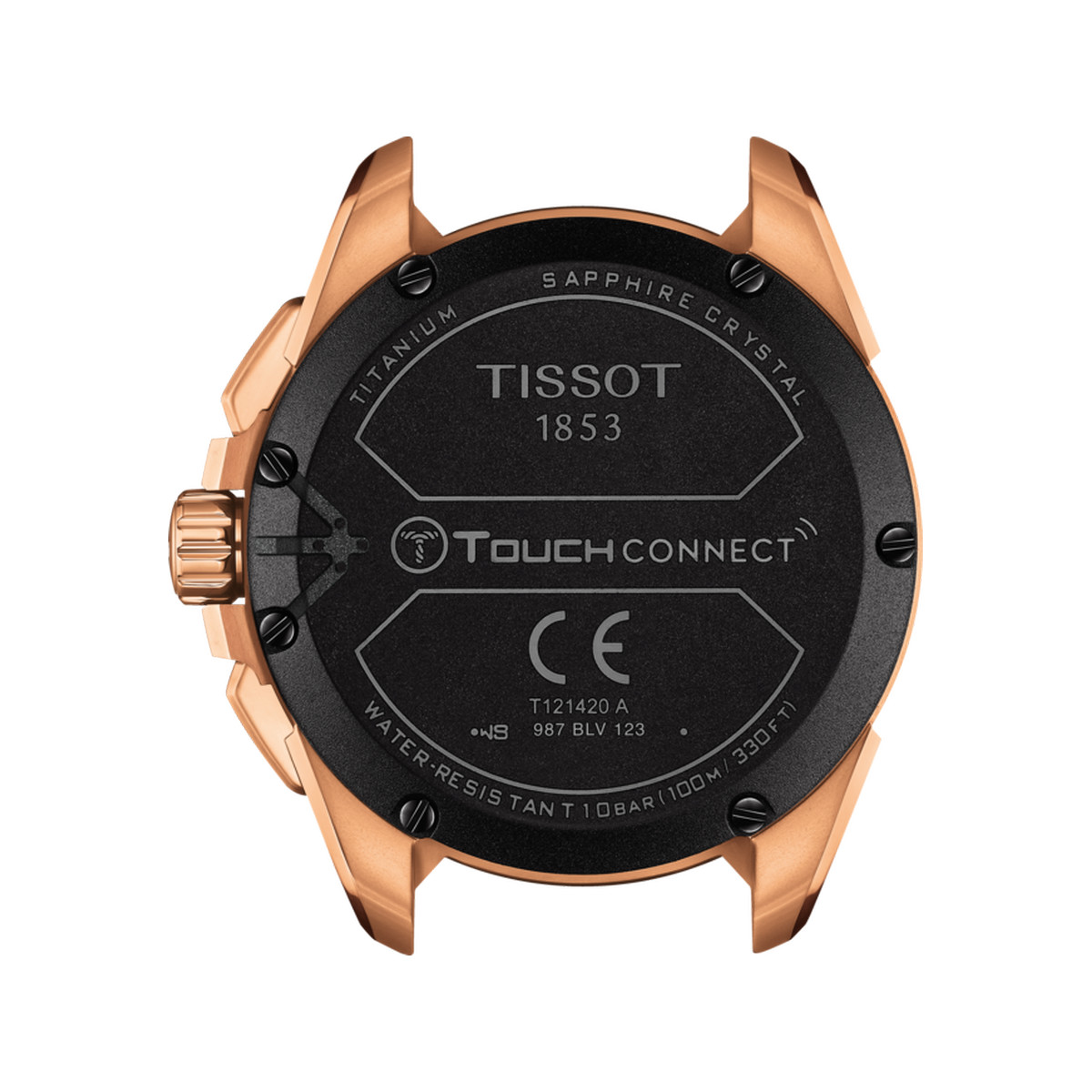 Montre Tissot homme titane doré rose bracelet caoutchouc noir