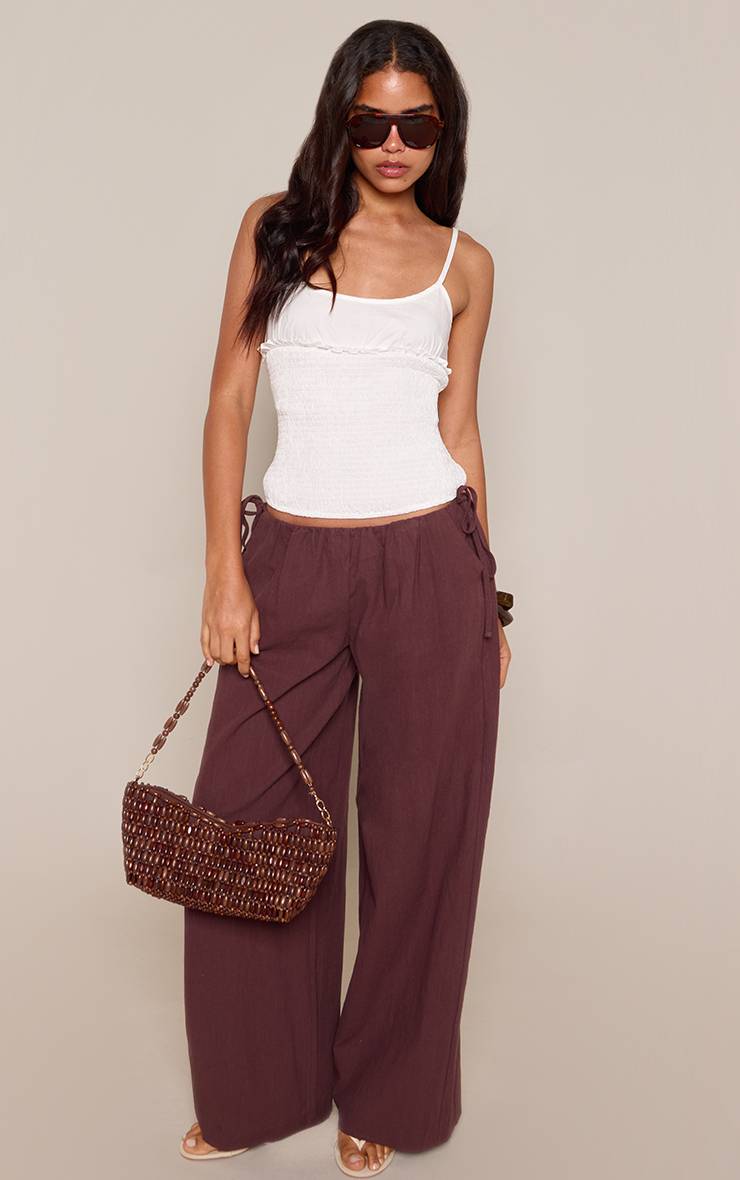 Blanc Haut Corset Froncé En Coton