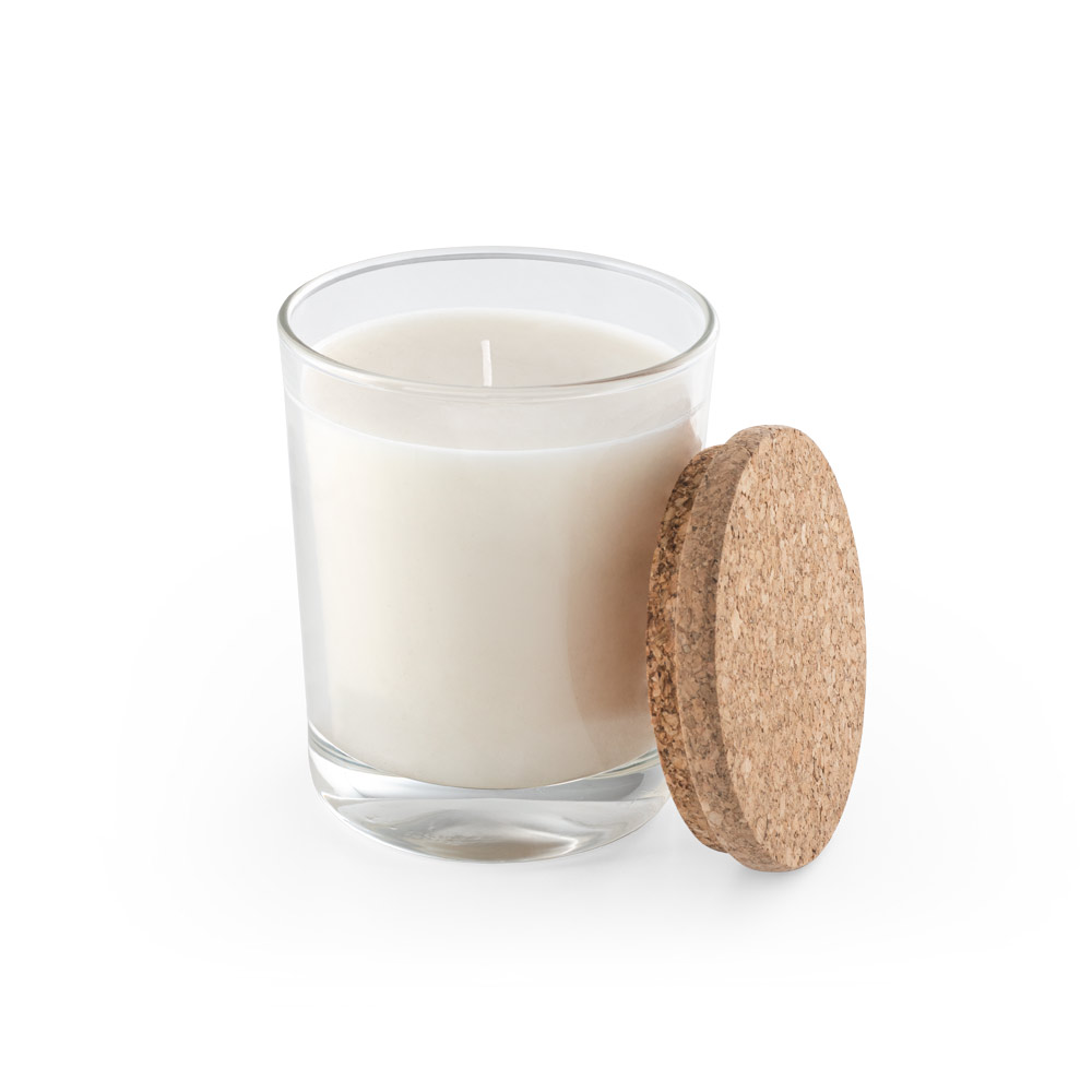 hi!dea 95078 - Bougie aromatique dans une coupelle en verre avec un couvercle en liège 180 g