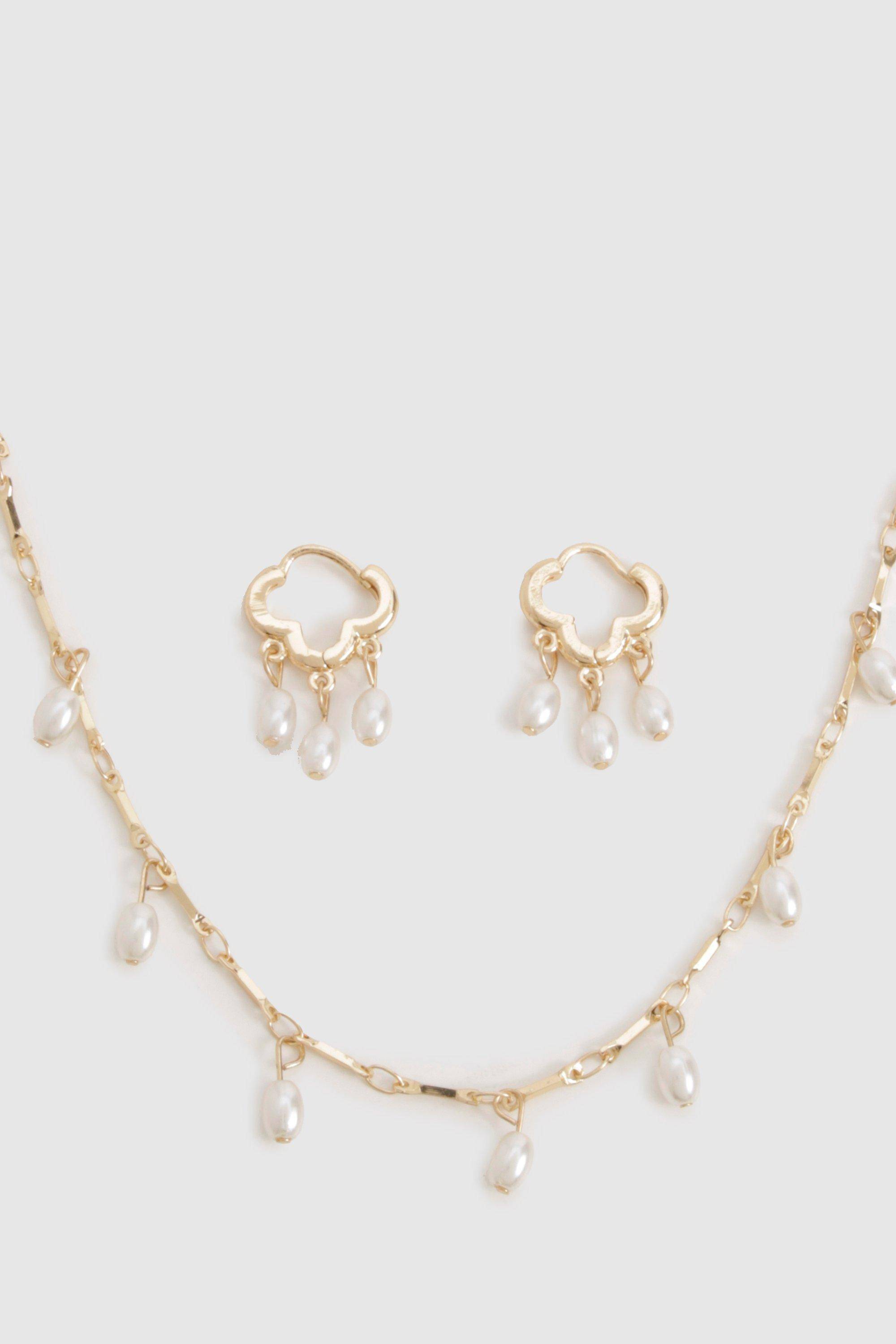 boohoo Ensemble Multipack Collier Et Boucles D'oreilles Créoles Avec Détails Perles