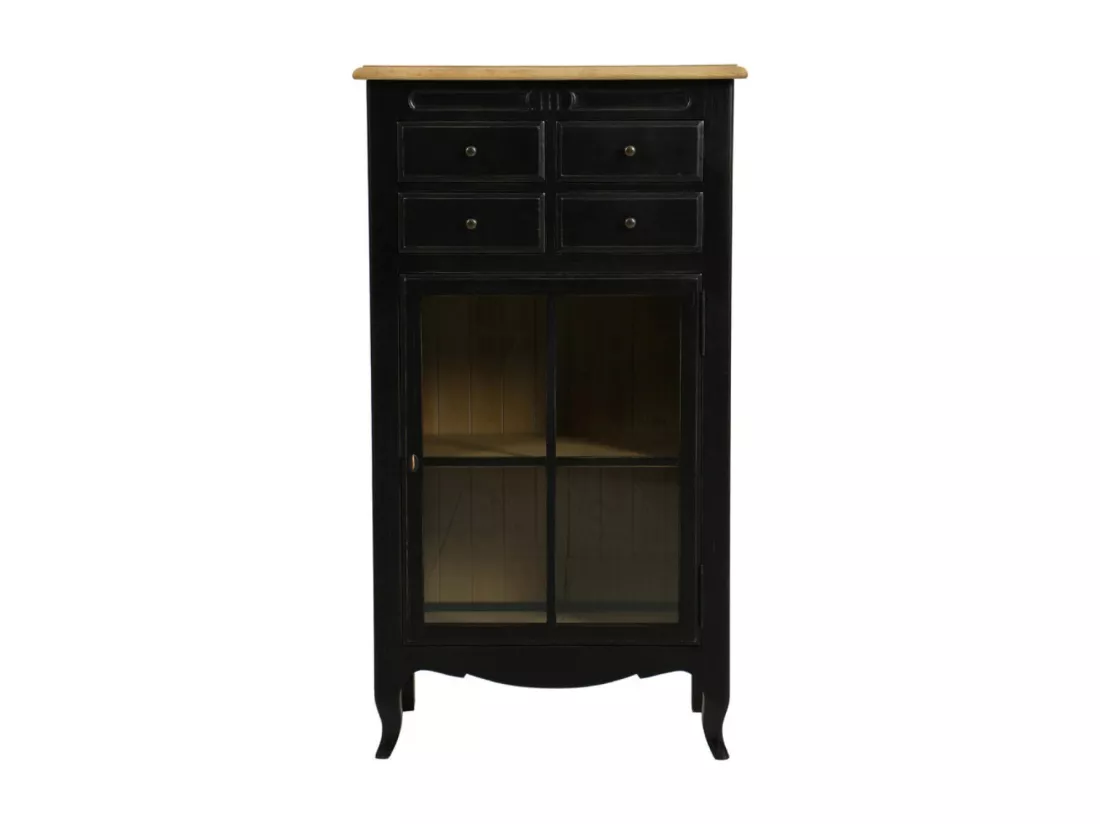 Bibus vitré Bois-MDF Noir - Manoir Interior's