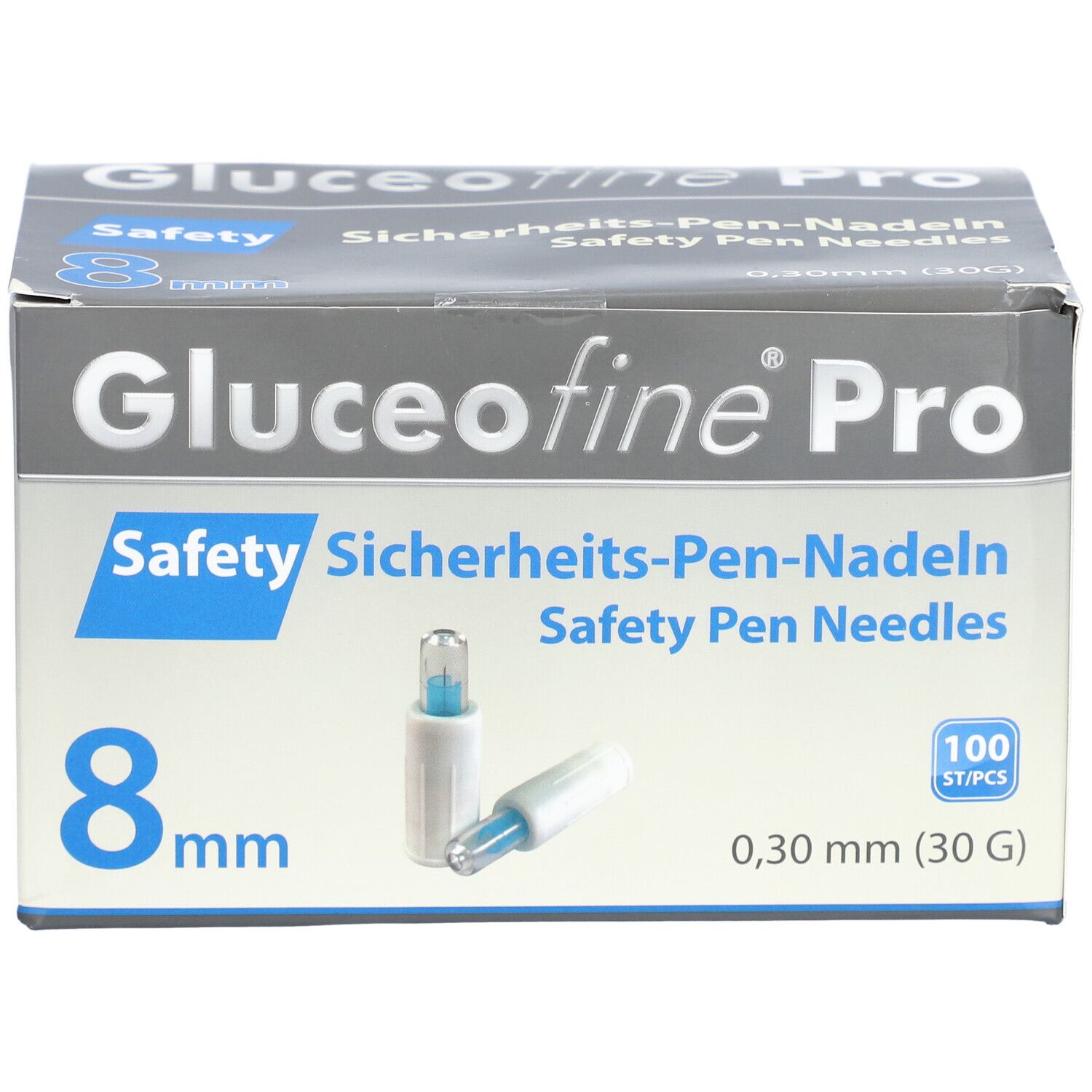 Gluceofine® Pro Safety Sicherheits-Pen-Nadeln 30 G, 0,30 x 8 mm
