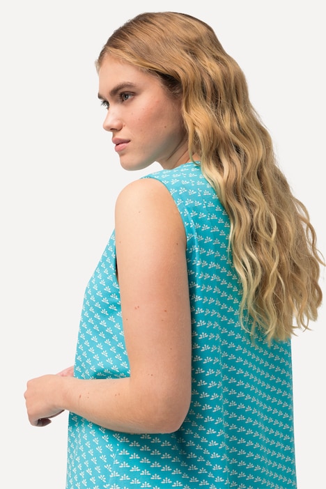 Jersey-Maxikleid, A-Linie, V-Ausschnitt, ärmellos