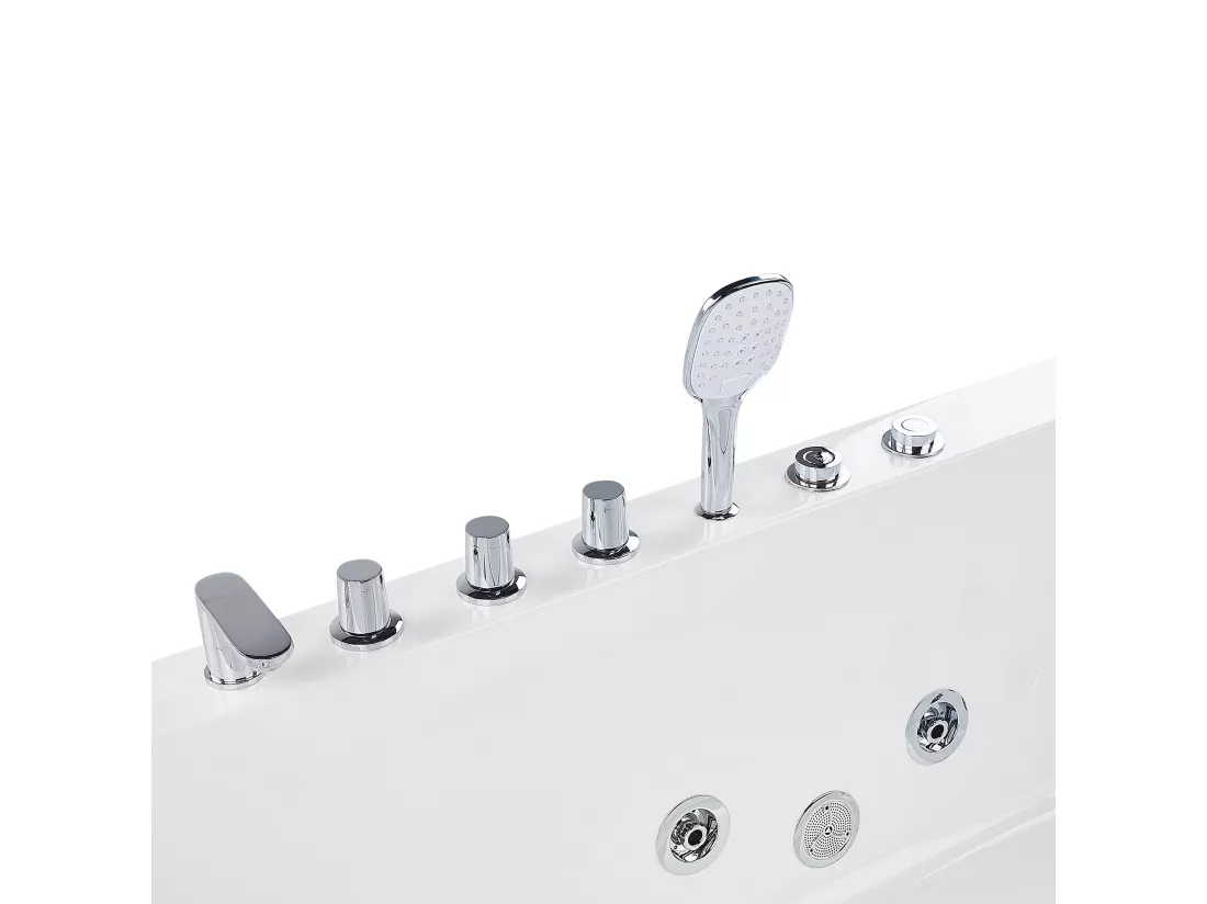 Baignoire balnéo angle droit blanche 170 x 80 cm PUQUIO