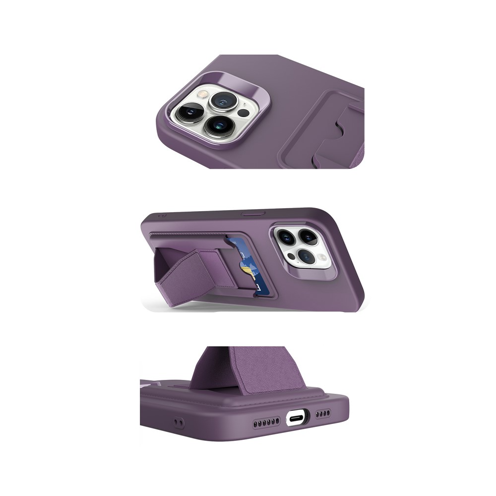 iPhone 14 Pro Gummi Hülle mit Kartenfach   Kickstand Aufsteller - Schwarz