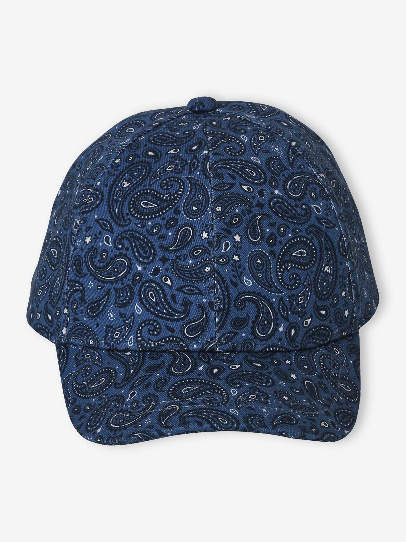 Boné azul marinho estilo bandana estampado para meninos