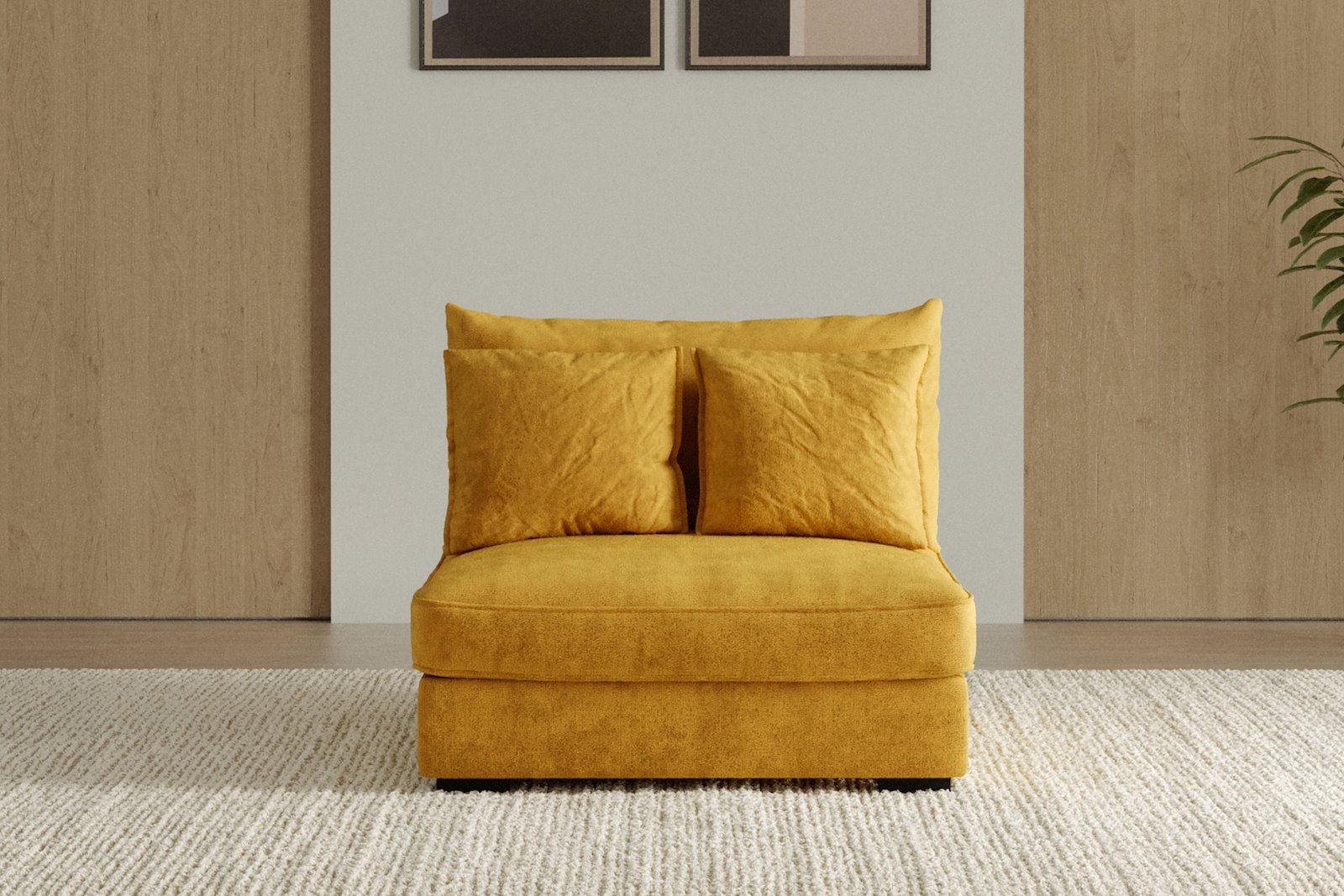 Rossi 1,5-seter stol Tekstil Genesis 10 Golden Yellow med sorte ben. Std. Komfort.