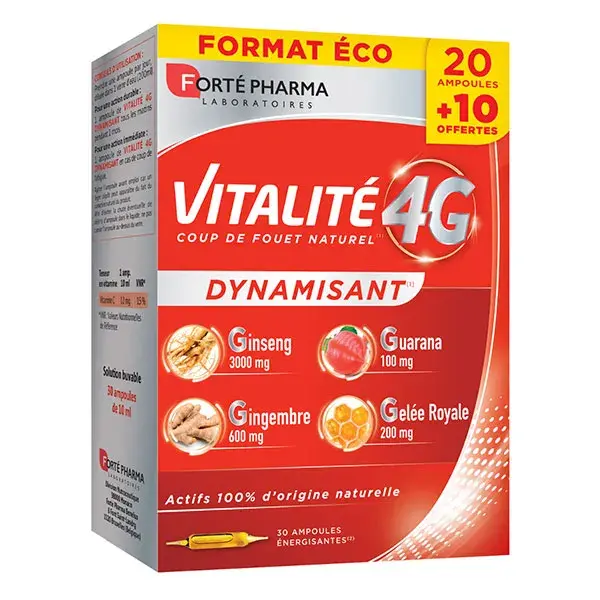 Forté Pharma Vitality 4G Energizante com Ginseng - Oferta Especial - 30 ampolas