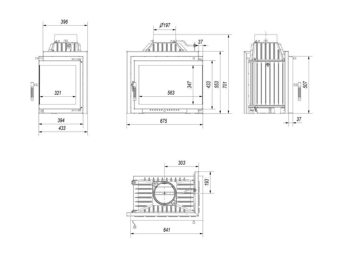 Insert cheminée SMART MS 8 BS vitre à droite
