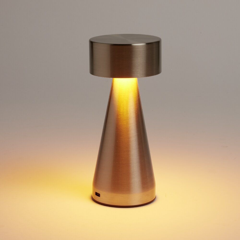 Lampe de table Squari USB tactile gris argenté Ø9,5xH22,5cm