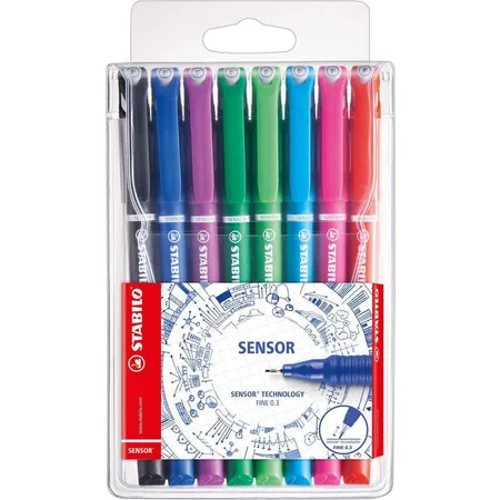 Fineliner mit gefederter Spitze - STABILO SENSOR F - fein - 8er Pack - mit 8 verschiedenen Farben