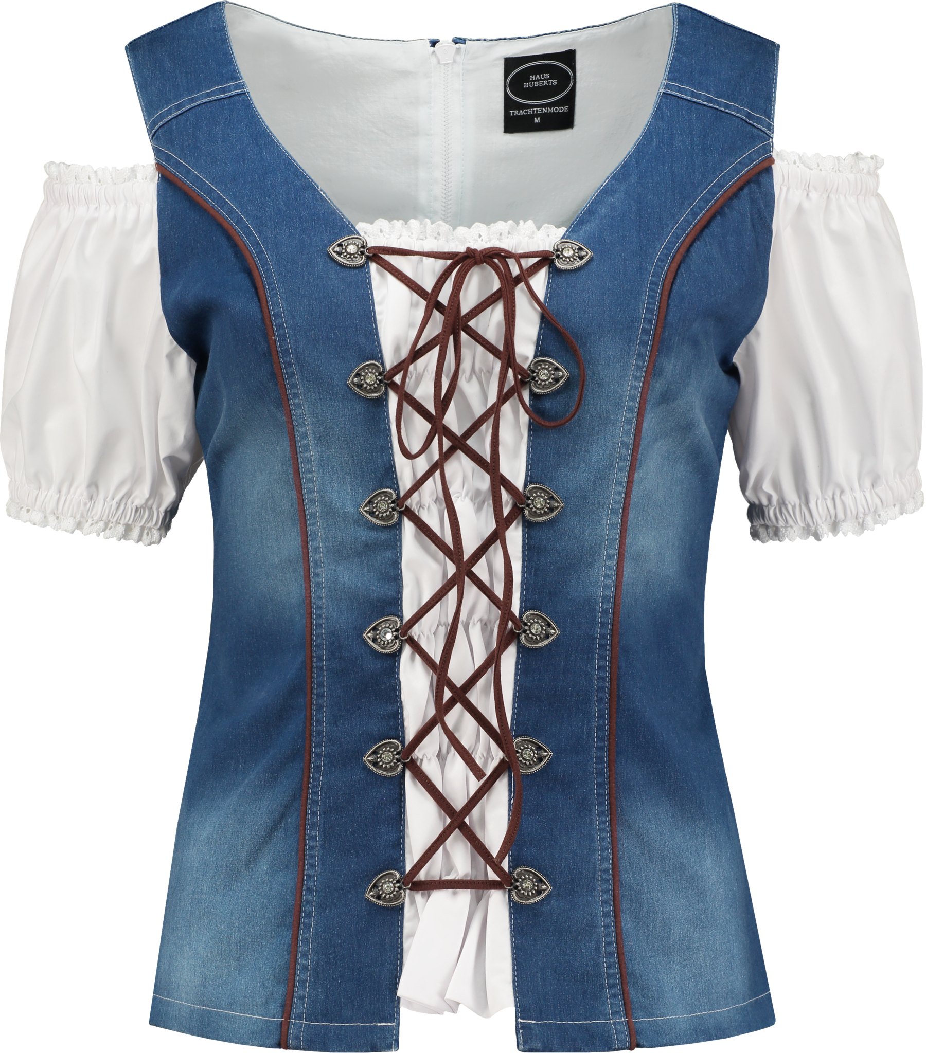 Wit Blauwe Blouse Dames Trachtenmieder