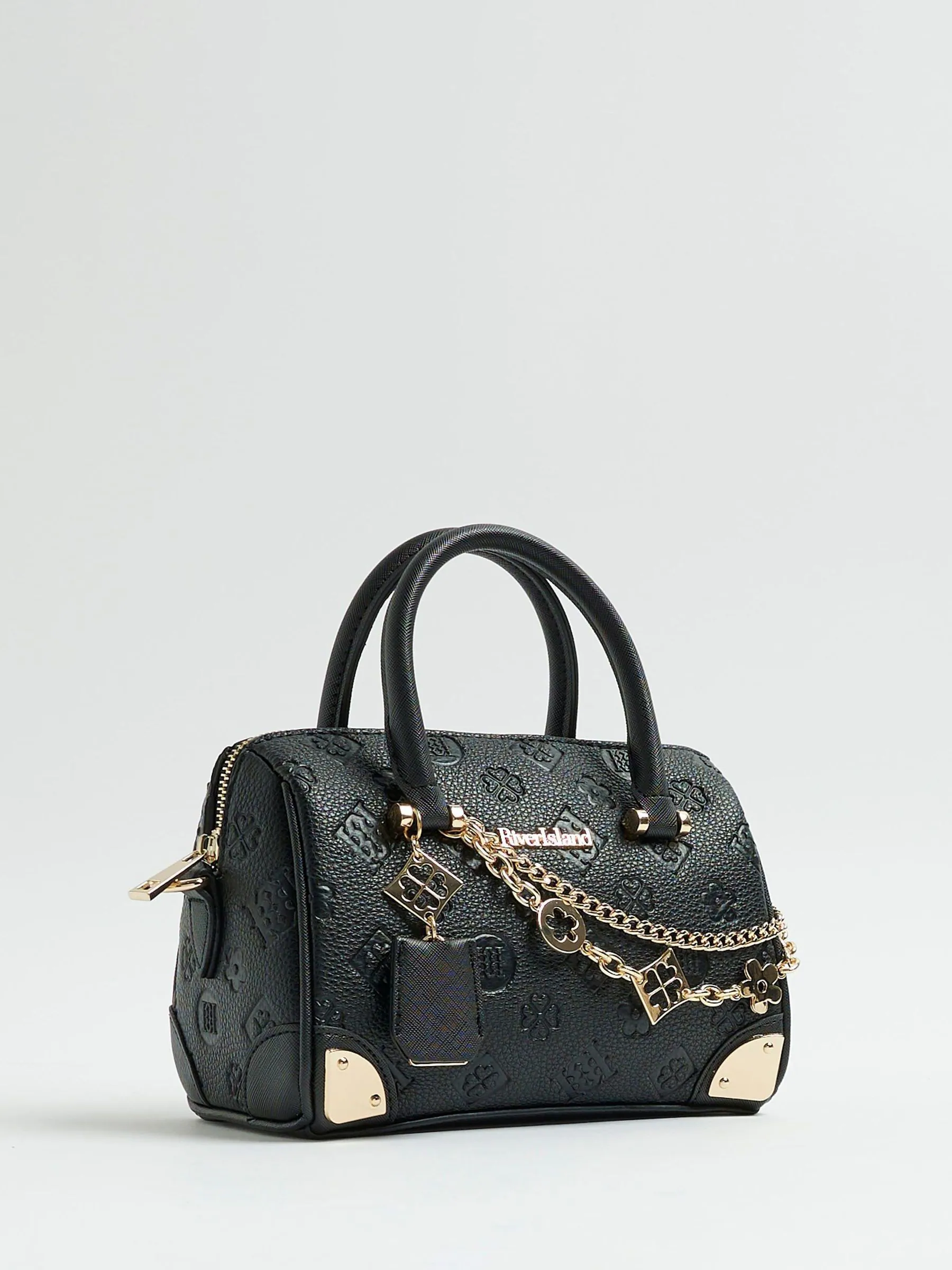 River Island Debossed Monogram Chain Bowler Bag